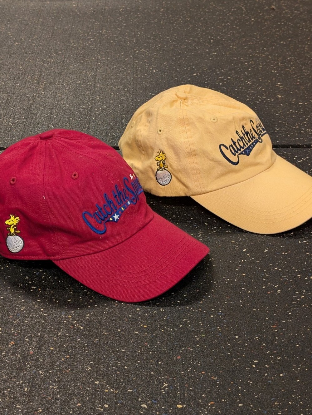 Lot Of 2 USGA Hat Cap Strap Back Golf Catch the Spirit Peanuts Woodstock